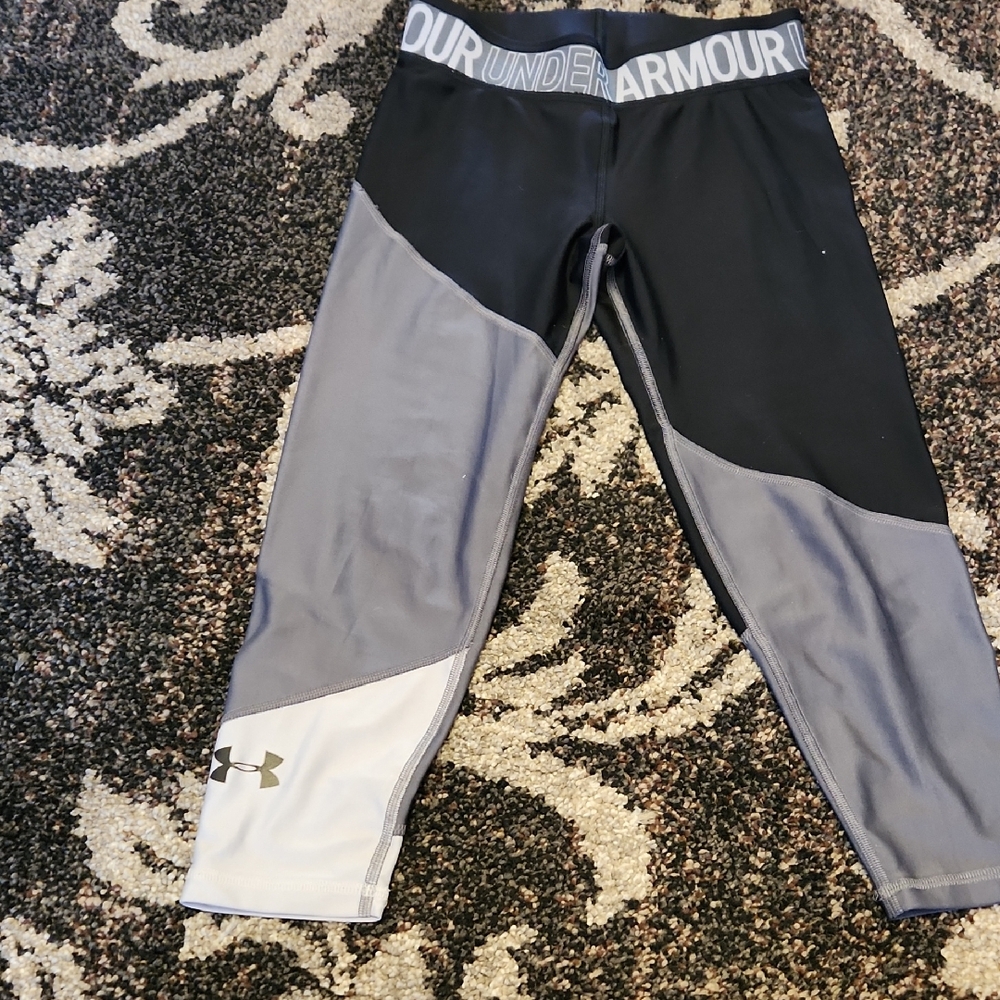Under Armour Black, Gray & White Girls' Colorblock Leggings